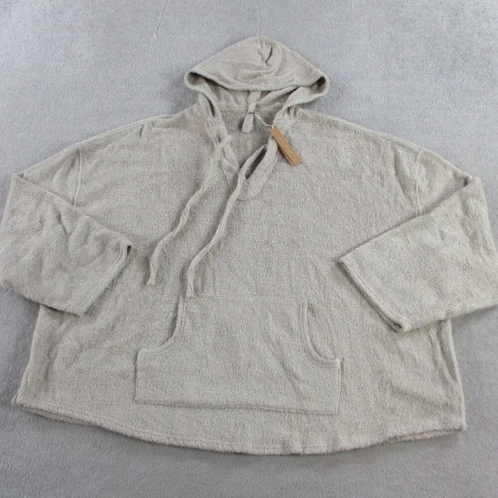 SKIMS Terry Cloth Hoodie Womens Medium Stone Cover Up Oversized Beach Towel NWT - Picture 2 of 9